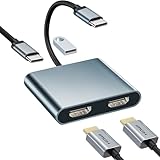HDMI Type-C 変換アダプター デュアルHDMI 拡張器 2画面出力 4-in-1 USB-C HDMI 拡張【HDMI 2つ+USB3.0+PD充電】マルチディスプレイアダプタ Type C HDMI 変換 マルチディスプレイ 3画面 USB HDMI ディスプレイポート HDMI ハブ USBディスプレイアダプタ MacBook/他のUSB C デバイス対応（シルバー）