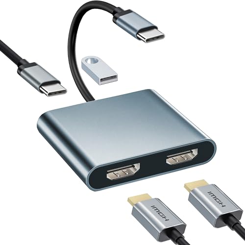USB C HDMI 変換アダプター デュアル HDMI Type-C マルチディスプレイアダプタ 3画面 4-in-1 USB HDMI 2ポートHDMI拡張【4K対応2つのHDMI+USB-A3.0+USB-C PD充電】 USBディスプレイアダプタ HDMI ハブ ドッキングステーション hdmi 2つ MacBook/iPad Pro/Surface Go/他のタイプC デバイス対応