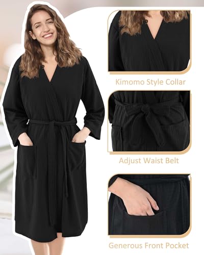 Panitay 12 Pcs Women's Waffle Knit Robes Thin Spa Bath Robe Bulk Mid Length Hotel Light Weight Commercial Soft for Shower2