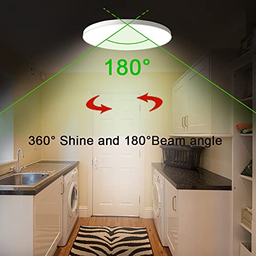 LED Ceiling Light Fixture ,11 Inch 24 Watt,Round Flat Panel Light, 5000K Daylight White Thin Ceiling Lamp Surface Mount for Kitchen Hallway Stairwells Bedroom Utility Laundry Closet Room-white - Thumbnail 2