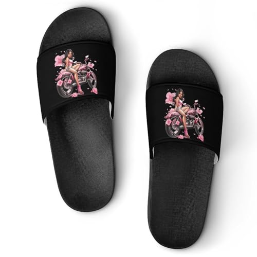 Scooter Bike Motorbike Gir Unisex Shower Shoes House Slippers Non-Slip Indoor Bathroom Shoes for Pool Beach 37 (235mm)