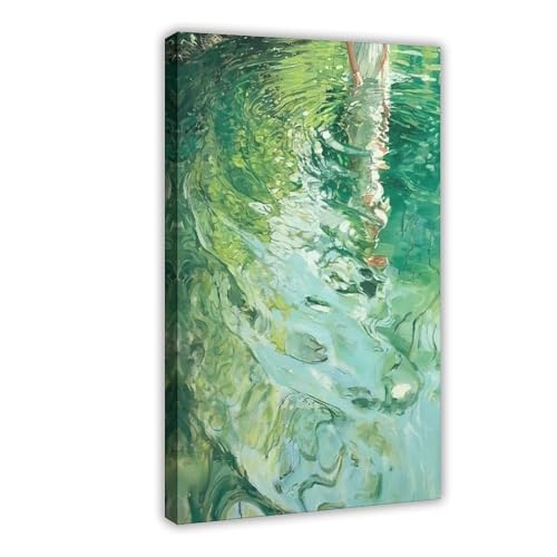 Toile paysage lac vert pour habiller un mur vide de salon