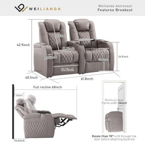 Image of Weilianda Home Theater Seating, Top Grain Leather Movie Theater Chair