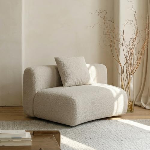 Image of Acanva Formia Boucle Curved Sectional Sofa, Armless Chair, White