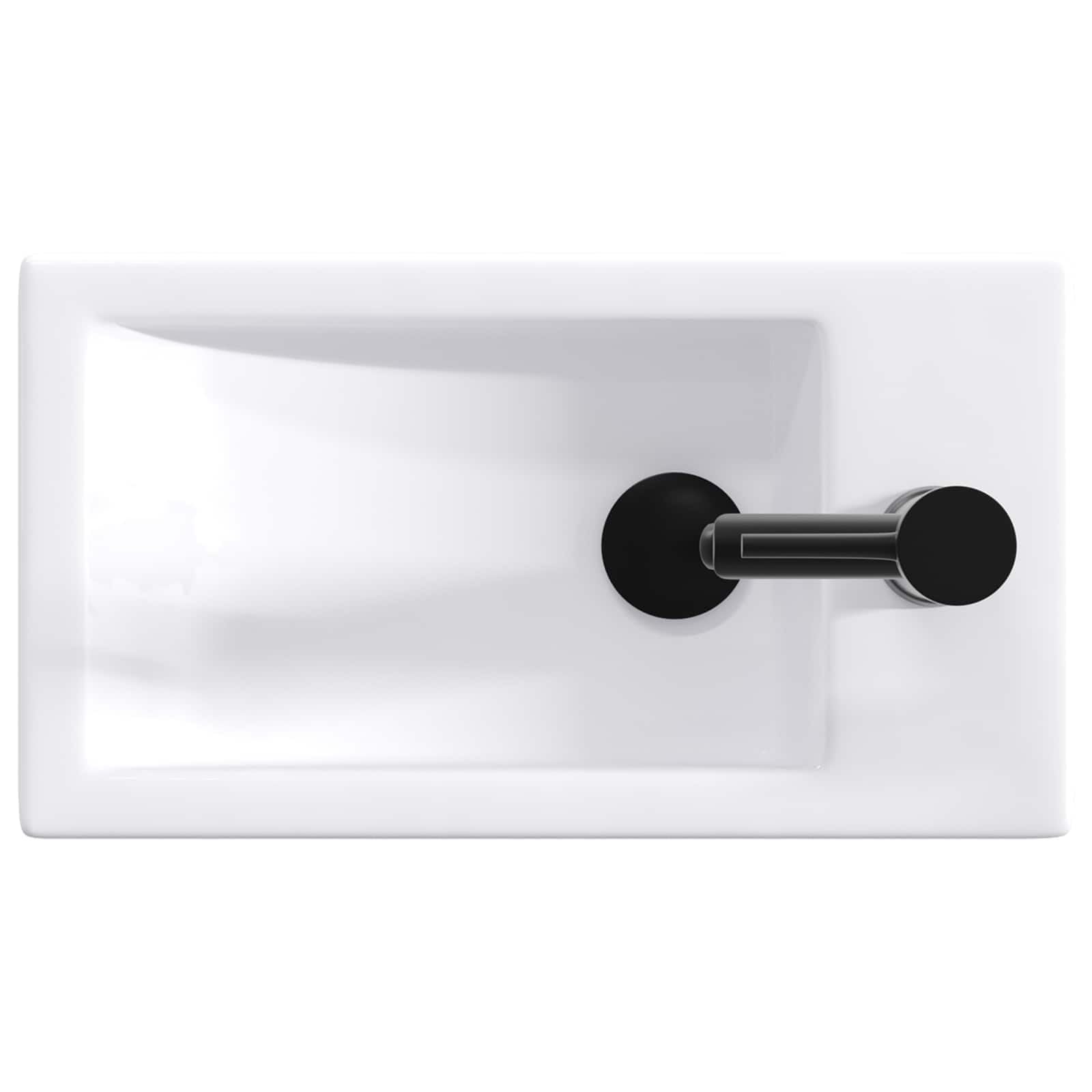 Umywalka metalowa matowa czarna 45,5 x 25,5 x 13 cm | Z kranem i odpływem, odporny na korozję, łatwe czyszczenie, do małych łazienek