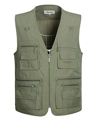 Daoba Herren Outdoor Sport Weste Baumwolle Safari Westen mit Vielen Taschen für Jagd Angeln Camping