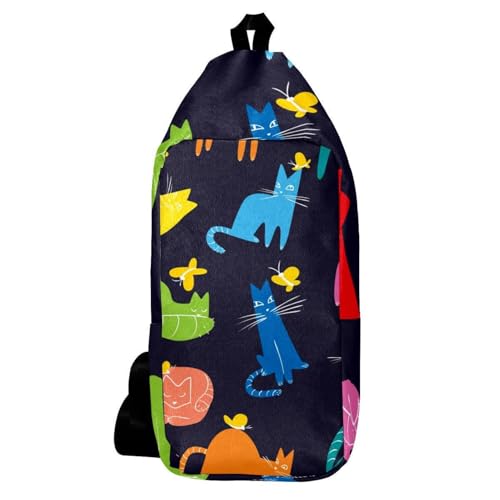 Sac à bandoulière pour voyage et randonnée au motif chat amusant