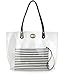 PVC Clear Womens Tote With Striped Zipper Clutch Weekender Shoulder Handbag (Black&White Stripes) Medium