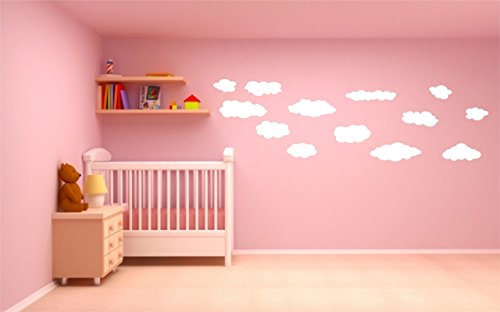 Fluffy Cloud Baby Nursery Decor Wall Decals set of 30 peel & stick removable sticker art