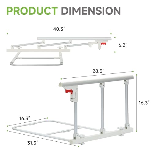 Real Relax Bed Rails for Elderly Adults Safety, Folding Bed Railings for Seniors Fit Full Twin King Queen Size, for Elderly Adults Rail Assist for Seniors Safety Bed, 28.5"x16.3" by Real Relax - Image 3