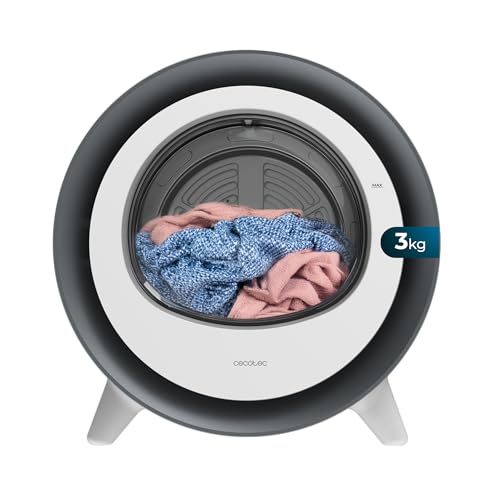 Cecotec Secadora Compacta Evacuación 3Kg Bolero DressCode Dry 3500V Silver. 8 Programas, Secado Automático Inteligente, Control Touch, Función UV Care, Tambor Inox, Antiarrugas, Blanco, Gris Cromado