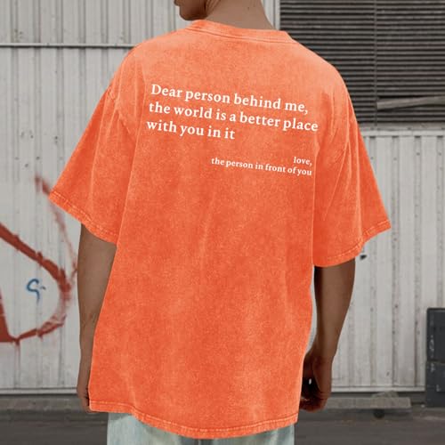 Image of Dear Person Behind Me Shirt You are Enough Tshirts for Men Oversized Inspirational Positive Tees Vintage Graphic Tops