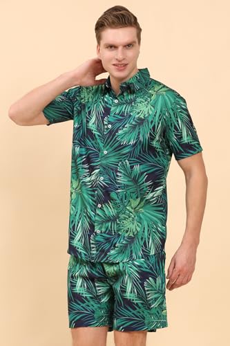 Image of Mens Printed Casual Shirts and Shorts Set Button Down Co-ord Set