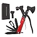 Kit di Sopravvivenza Strumenti, 18 in 1 Acciaio Inox Strumenti Multifunzione, martello portatile,ascia per all'aperto. Attrezzatura da Campeggio Multifunzioneper Fuga di Emergenza, caccia ecc, rosso.
