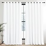 PONY DANCE Light Filtering Curtain for Eyelet 2 Panels - 90 x 108 Inch Extra Wide Large Door Thermal Insulated Curtains Bedroom，Hotel, Living Room, Pure White