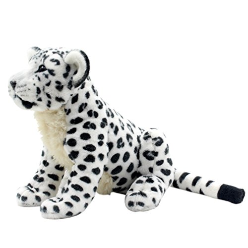 Tagln Stuffed Animals Leopard Toys Plush Tiger Lion Sitting 10 Inch (White Cheetah) #TOP1