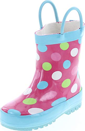 Static Footwear Kids Fashion Waterproof Rain Boots,Polka Dots,11/12