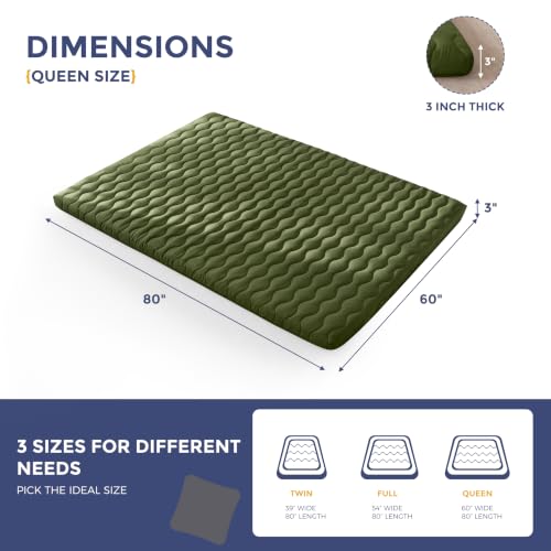 Image of MAXYOYO Japanese Floor Futon Mattress Queen Size, 3 inch Thicken Mattress