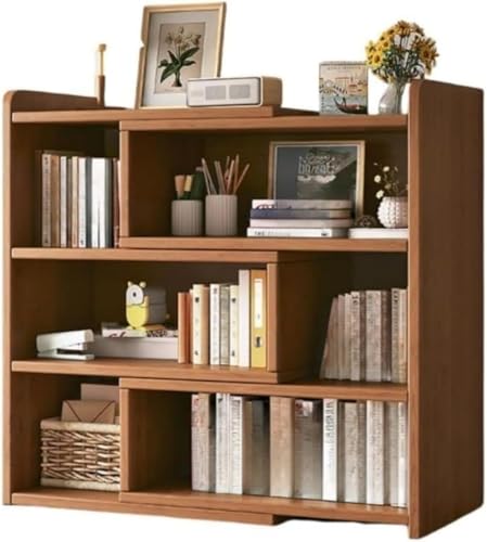 BQQB スリム オープンシェルフ 大容量 伸縮ラック シェルフ ディスプレイ 間仕切り 北欧 木製 耐久性 安定 伸縮 オープンラック 省スペース 組み立て簡単 伸縮可能 ホーム オフィスおしゃれ シンプル (3層【伸縮60-110CM】,ウォルナット色