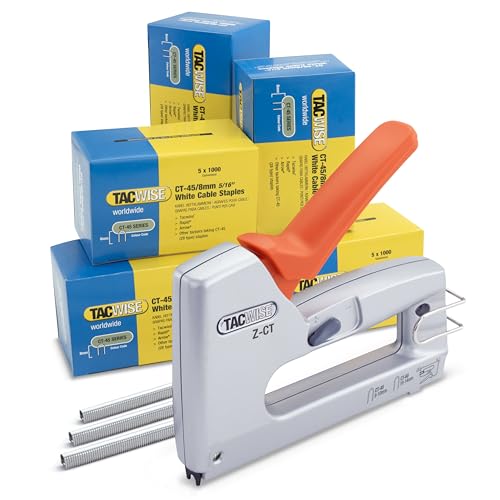 Image of Tacwise 1787 Z-CT Heavy Duty Duo Metal Cable Tacker with 25,000 White Staples, Uses CT-45 and CT-60 Staples