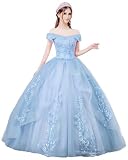 HAIBFJIN Vestido largo de quinceañera de tul de princesa vestidos de baile con...
