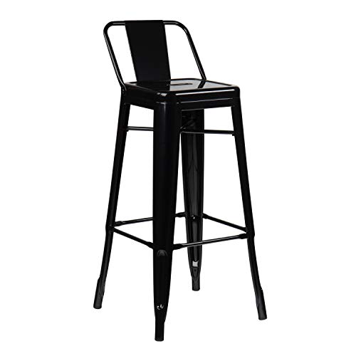 SKLUM Taburete Alto con Respaldo LIX Acero Brillante Negro - (Elige Color)