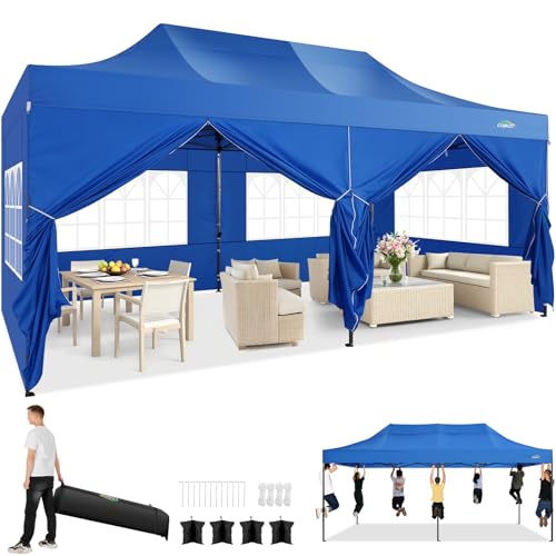 Image of COBIZI 10x20 Heavy Duty Pop Up Canopy Tent with 6 Sidewalls, Uranus