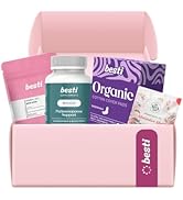 Besti PMS Relief Kit: Organic Tea, Night Pads, Mood Supplement &amp; Soothing Bath Salts for Natural ...