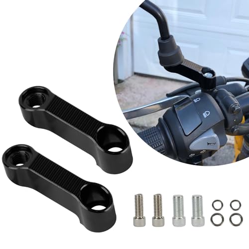 Image of PSLER M10 Motorcycle Mirror Extenders, Rear View Mirrors Handlebar Mount Riser Extender Adapter for 10mm /8mm Apertures