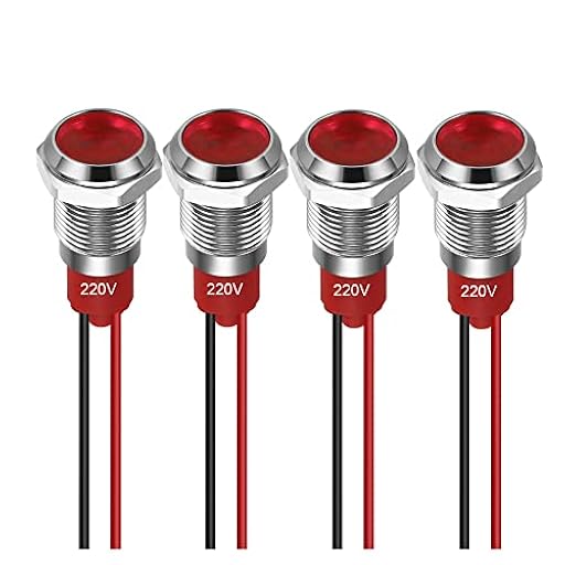 GUUZI 4pcs 10mm Indicador LED 220-230V a Prueba de Agua Panel de Metal Señal Montaje en Panel Cabeza Plana con Cables Carcasa Plateada (Rojo) | Ya disponible en tu tienda friki favorita! En mundofriki.es!