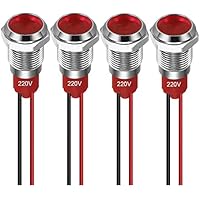 GUUZI 4pcs 10mm Indicador LED 220-230V a Prueba de Agua Panel de