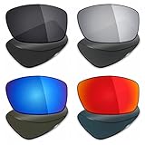Mryok 4 Pair Polarized Replacement Lenses for Electric EC-DC XL Sunglass - Stealth Black/Fire Red/Ice Blue/Silver Titanium