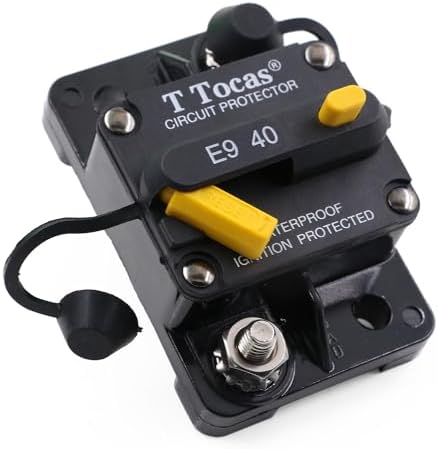 E9 Circuit Breaker 40A 12V-48V DC Manual Reset for Vehicles, Motorhomes, Boats, Solar Systems and Fishing Engines (Trolling) - UL Certified, IP67 Waterproof, Switchable 40A