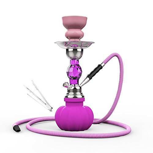 Cachimba JSG.HOOKAH Cachimba De 1 Salidas, Shisha De 28cm De Altura, 1 Mangueras, 1 Pinzas, 1 Cazoleta De Barro, Narguile, Pipa De Agua, Hookah 056-1/A Color (VIOLETA)