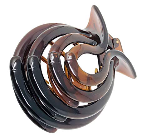 Parcelona French Round Spiral Shell Celluloid Fish Style Pony Hair Claw