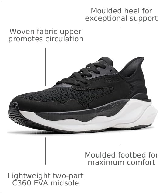 Clarks Womens Clarks Pace Black/White Textile7 Medium - image 3