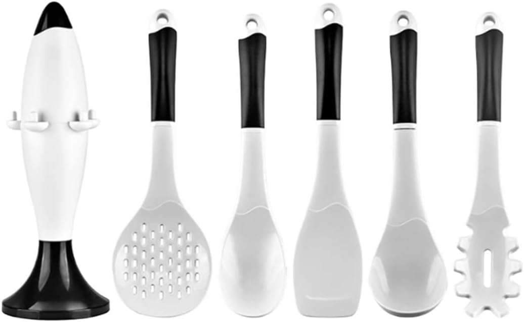 6 Pcs Kitchen Cooking Utensils Set Non Stick Silicone Spatula with Holder Gadgets Utensil