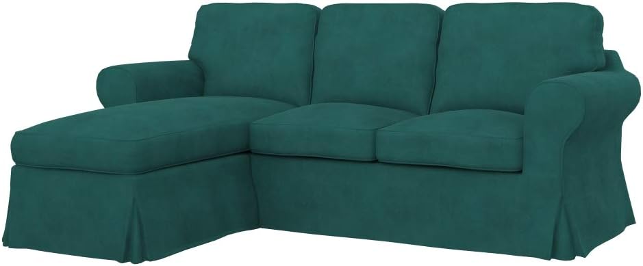 Soferia Replacement Compatible Cover for Ektorp 2-Seat Sofa with Chaise Longue, Fabric Majestic Velvet Grey