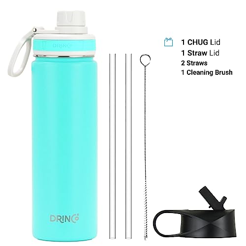 Image of Drinco Stainless Steel Water Bottle Spout Lid Vacuum Insulated Double Wall Water Bottle Wide Mouth Leak Proof Keep Cold Sport Camping Hiking (22oz Teal)