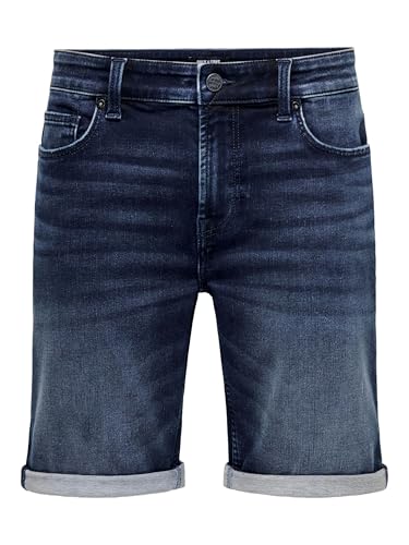 Short en denim ONLY & SONS bleu foncé confortable pour homme taille XS