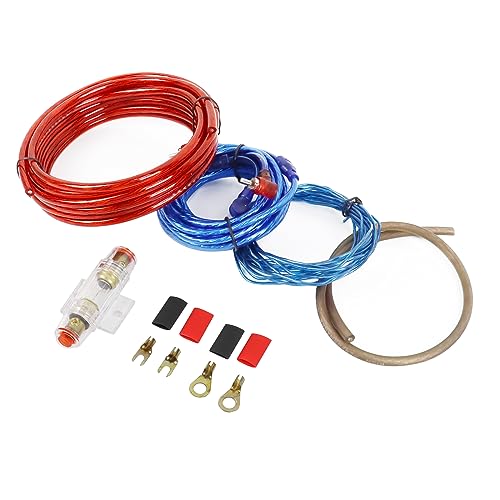 SUNNAREPOON 1 Package 12 Gauge Car Amplifier Wiring Install Kit, 12 AWG Complete Audio Amp Installation RCA Cable and AGU Fuse, Upgrade Car Subwoofer, Speakers, Radio Sound Quality
