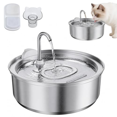 Image of Qpets Stainless Steel Pet Water Fountain for Cats & Dogs, Fresh Flowing Water Dispenser with MultiStage Filtration, Quiet Circulation Design for Indoor Pet Hydration, EasyClean Durable Build