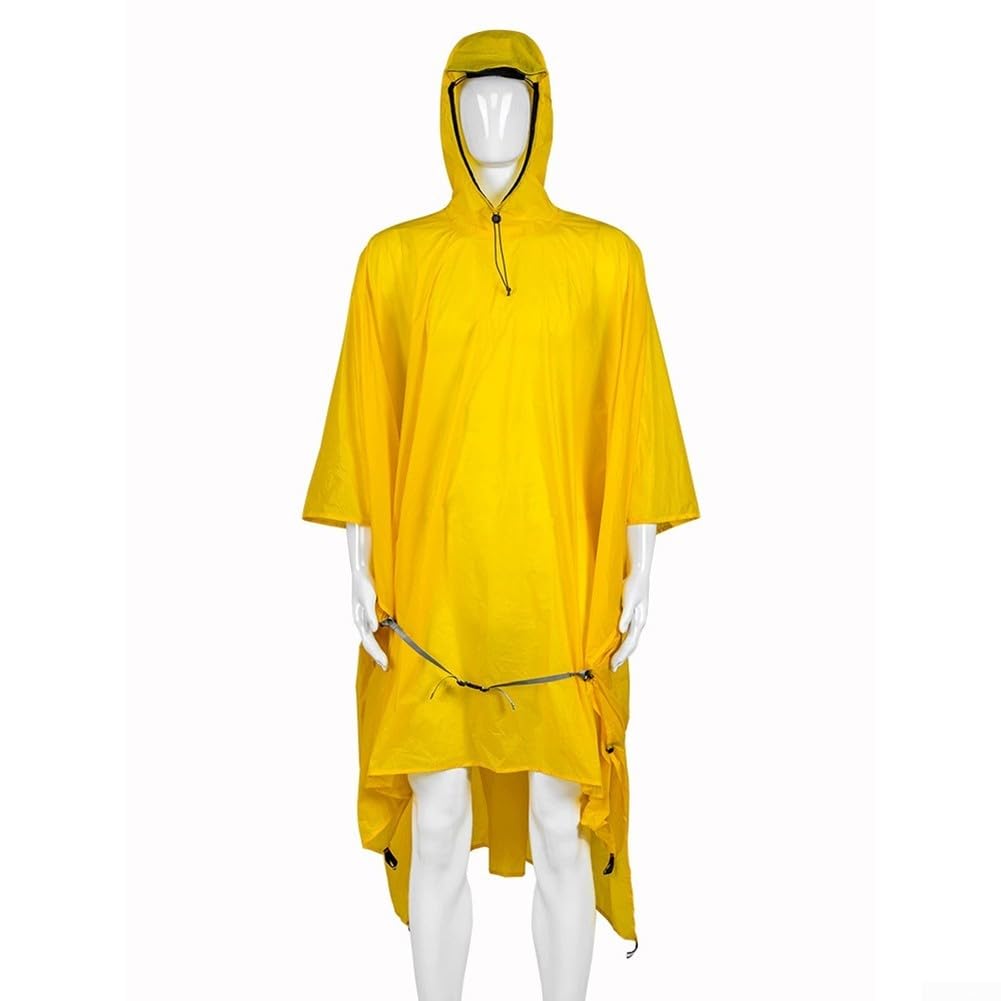 DAZZLEEX Chubasquero de nailon de silicona 15D para camping, diseño corto frontal largo trasero para senderismo, senderismo, montañismo, negro, S (amarillo M)