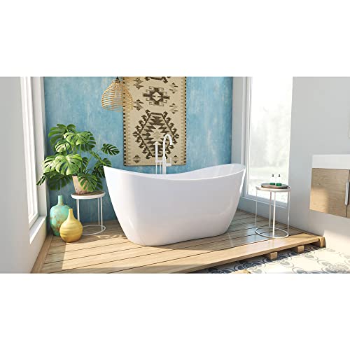 Dreamline Nile 59 In. L X 28 In. H Acrylic Freestanding Bathtub With White Finish #TOP1