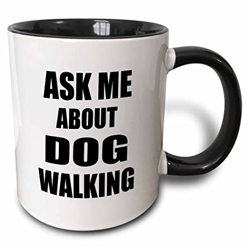 3dRose Dog Walking 11oz Mug 11oz Two-Tone Black Mug