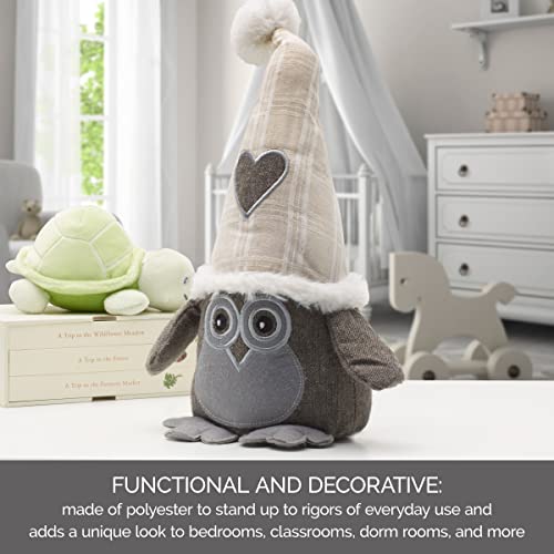Elements 5X5X11.8 Inch Gray Owl With Hat Weighted Fabric Door Stopper #TOP3