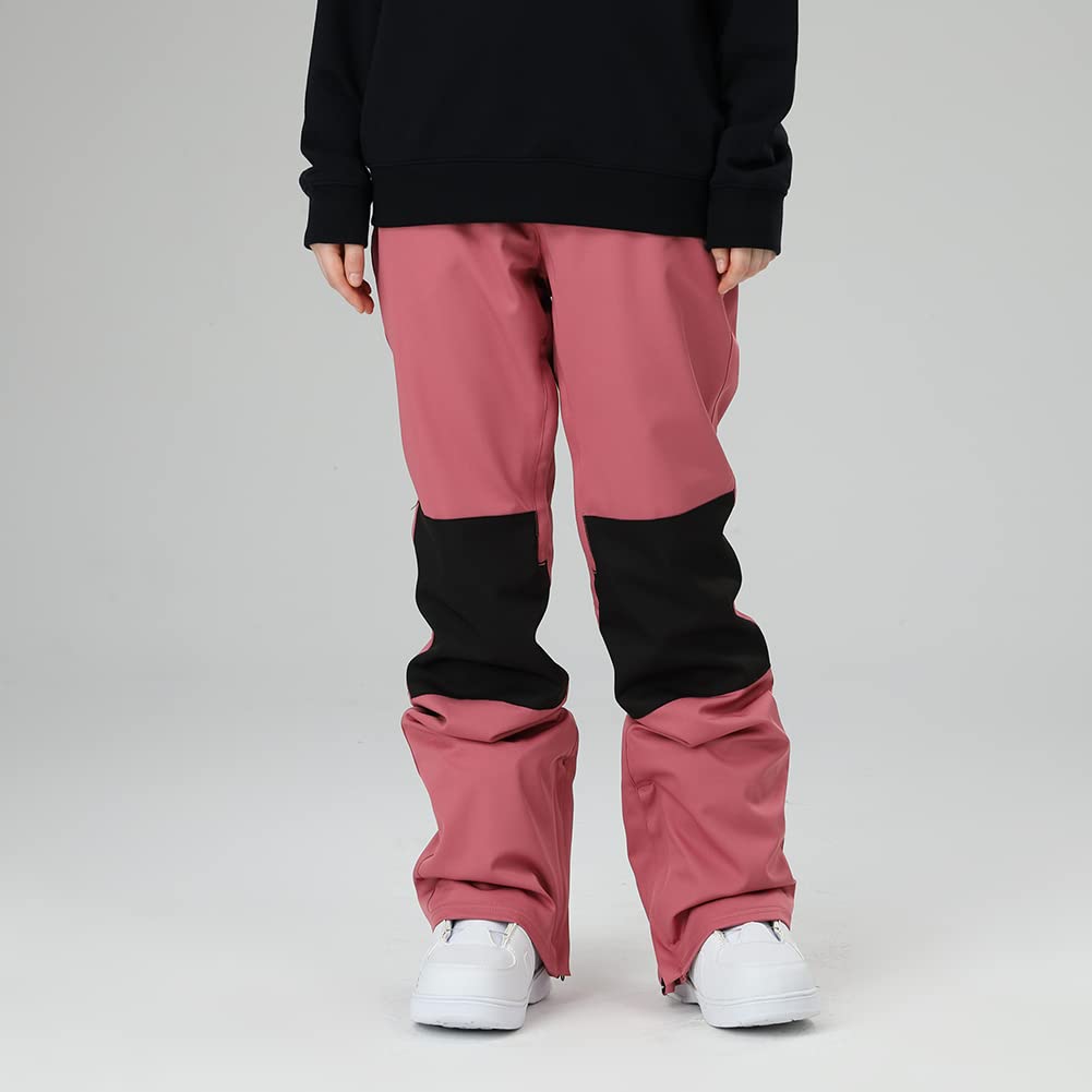 WOWULOVELY Women's Ski Hiking Pants Waterproof Insulated Snowboard Winter Pants Slimming Bell-bottomed Pants(Wine red,Medium)