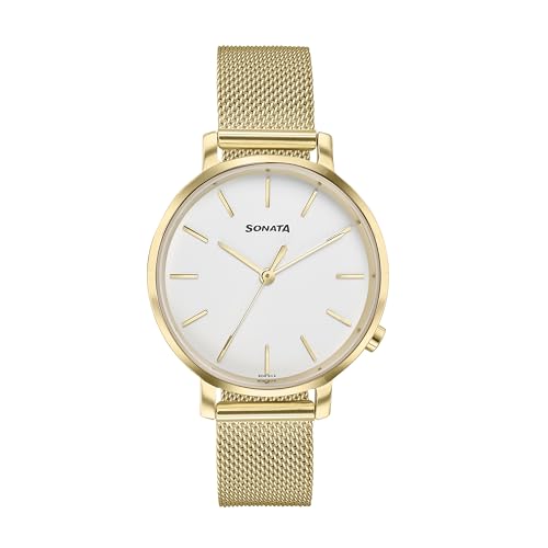 Image of Sonata Elegent Essentials Quartz Analog White Dial Stainless Steel Strap Watch for Women
