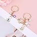 Mikovivi 2pcs Cute Cat Keychain, Kawaii White Cat & Enamel Flower Key Ring Key Chain Japanese Keyring Decor for Women Bag Charms Purse Backpack Handbag Decoration Supplies and Accessories