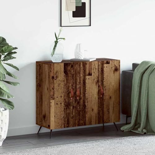 sephironlbb Aparador moderno de aspecto de madera vieja, 89,5 x 34 x 80 cm, material de madera, con 3 puertas, armario de almacenamiento para sala de estar, comedor y pasillo, robusto y duradero